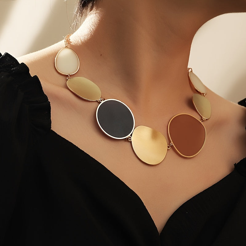 Minimalist Asymmetrical Colorblock Necklace Exaggerated Geometric Creativity Necklace 1pc