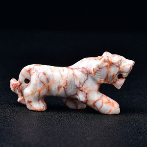 Gemstone Tiger Carving Figurine Room Decor Crystal Animal DIY Hand Made Design