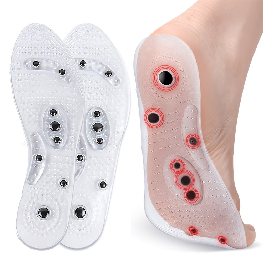 1pair/2pcs Acupressure Magnetic Massage Insoles Men Women Silicone Insole Foot Massager Shoe Pad Foot Inserts