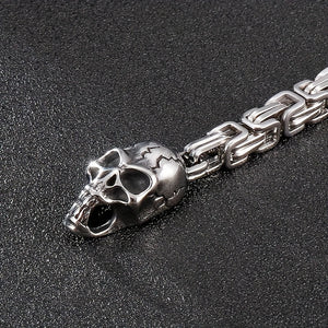 Stainless Steel Double Skull Bracelet, Fashion Personality Rock Trend Halloween Ornaments