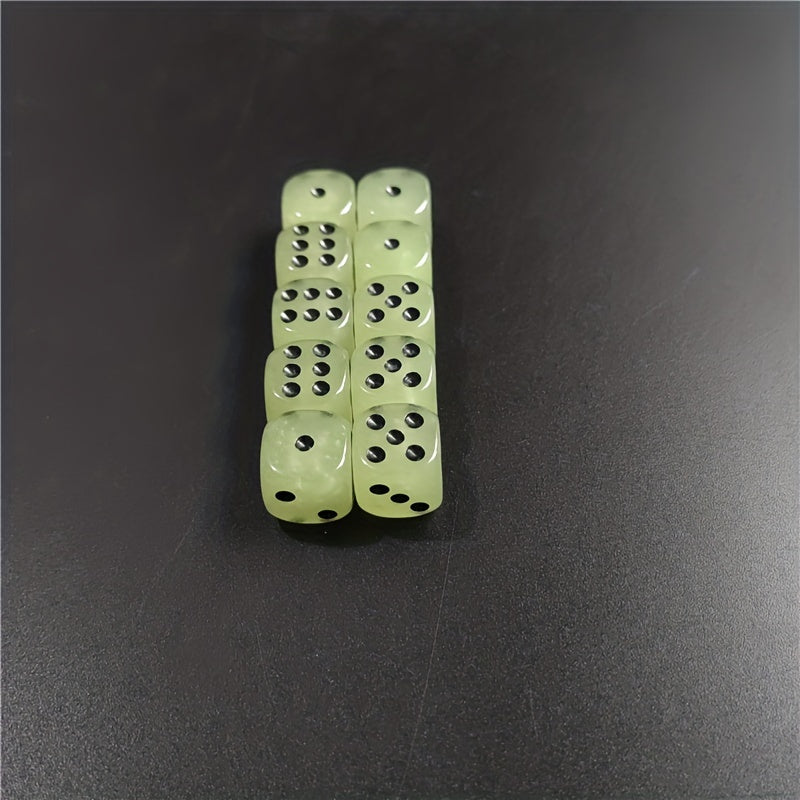 10pcs/set Glow in the Dark Dice Set - Perfect for Nightclubs, Bars, KTVs, and Entertainment - 14mm Rounded Black Dot Dice