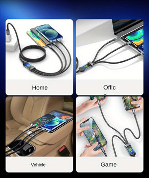 PD100W Ultra-fast Charging Line Digital Multi-function Three-in-one Charging Power Supply USB-C Line Compatible With Samsung Galaxy/ Xiaomi