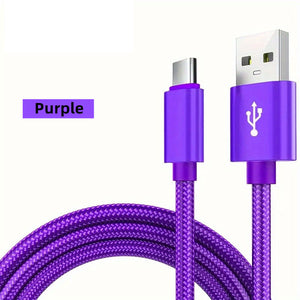 Multi-Device Quick Charge: Durable Nylon USB-C to USB Cable with High-Speed Data Sync - Universal & Glossy