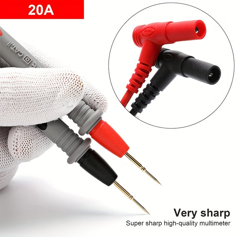 1 Set of Universal Digital Thin Tip Needle Multimeter Test Leads - 1000V 20A - Increase Your Testing Efficiency!