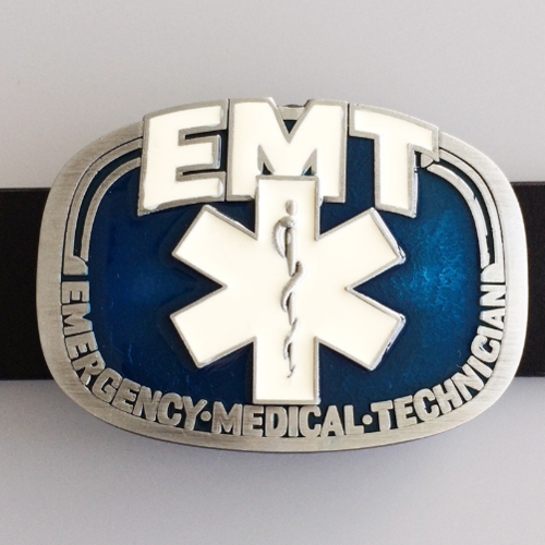 Western Men Leather Belt Buckle International Medical Rescue EMT Shape Pattern US Local Shipping