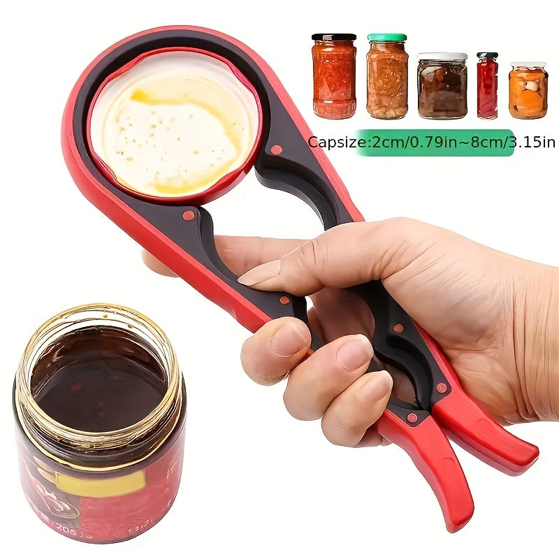 1pc Versatile 4-in-1 Can Opener with Ergonomic Non-Slip Handle - Ideal for Beer, Kitchen & More