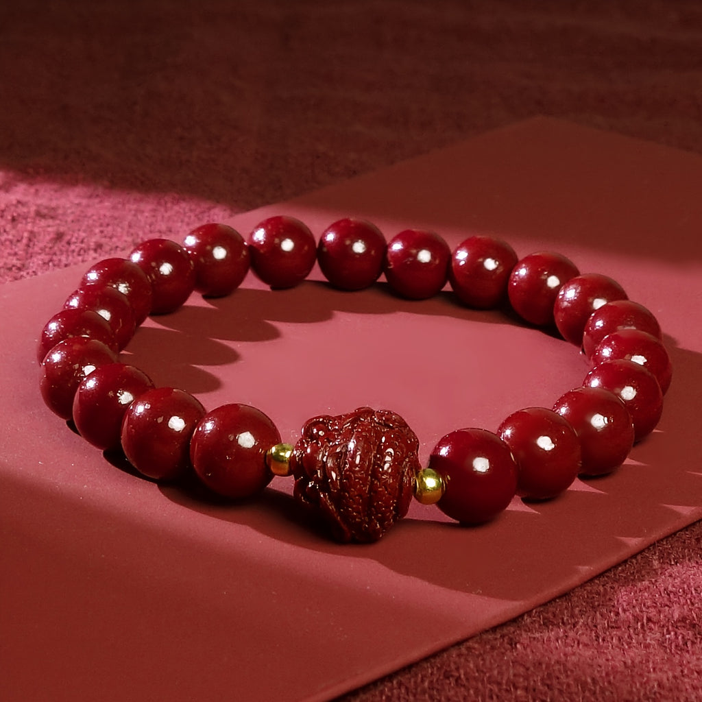 1pc Cinnabar Bracelet, Dragon Year Spring Festival Jewelry For Men And Women, Couple Best Gift