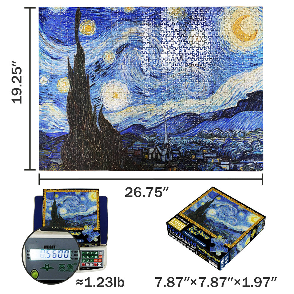 Maxrenard The Starry Night Jigsaw Puzzle 1000 Pieces For Adults Van Gogh Oil Painting Puzzle