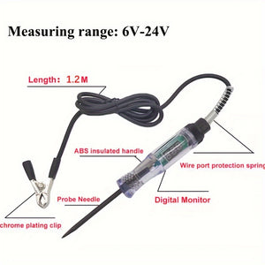 Car Test Pen Circuit Tester, DC Truck Voltage Digital Display Long Probe Pen With Light, Automotive Diagnostic Tools Auto Repair Tool