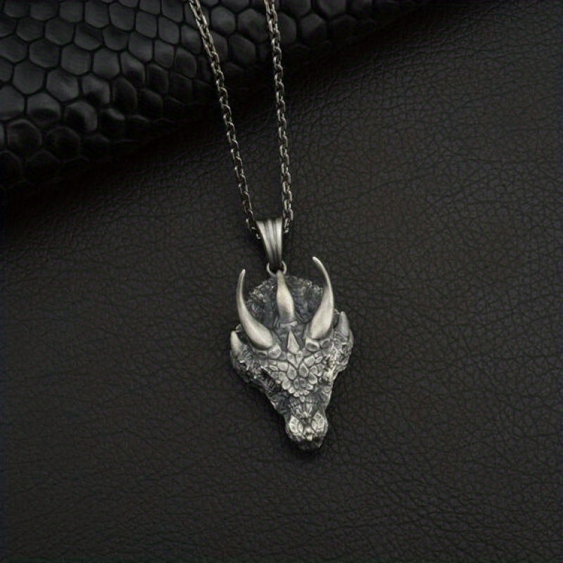 Men Fashion Vintage Dragon Head Pendant Necklace Hip Hop Rock Guard Party Amulet Jewelry Gift