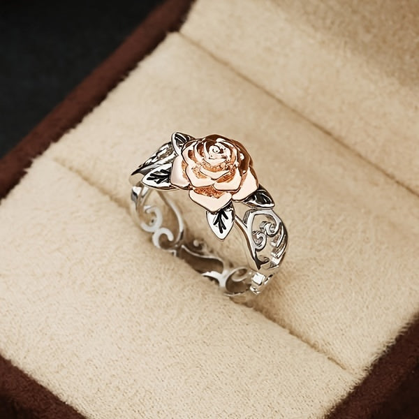 1pc New Double Color Rose Ring Men's Flower Engagement Wedding Jewelry