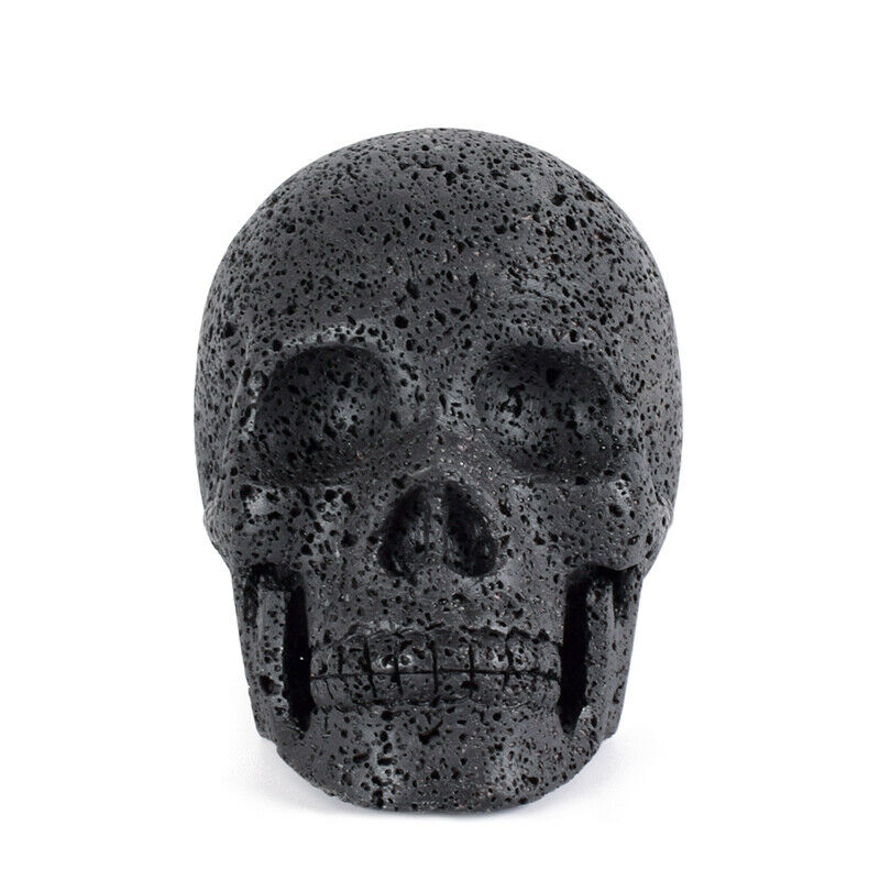 3'' Natural Lava Stone Hand Carved Crystal Black Skull Reiki Healing Specimen