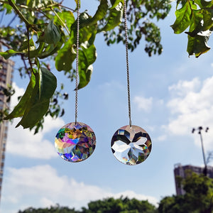 2 Sets, Round Crystal Sun Catchers, Glass Prism Hanging Sun Catchers, Rainbow Maker For Window, Balcony, Kitchen, Garden Decoration