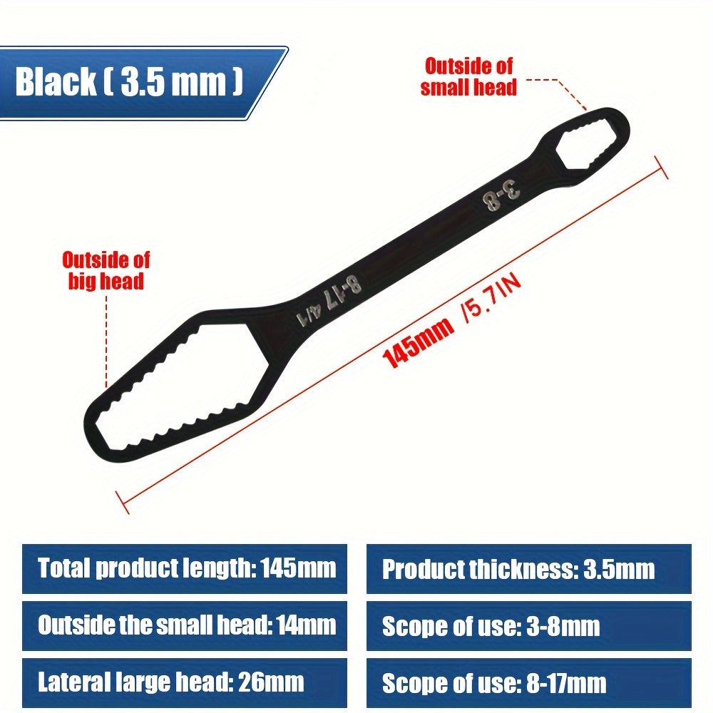 1pc 3.5mm Thickness 8-22mm Universal Torx Wrench Self-tightening Adjustable Glasses Wrench Board Double-head Torx Spanner Hand Tools For Fac