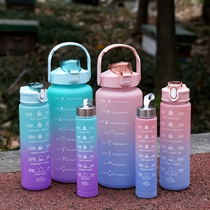 1pc/3pcs Stay Hydrated Anywhere: Portable Leakproof Water Bottle With Time Marker & Lanyard - Perfect For Adults & Families!