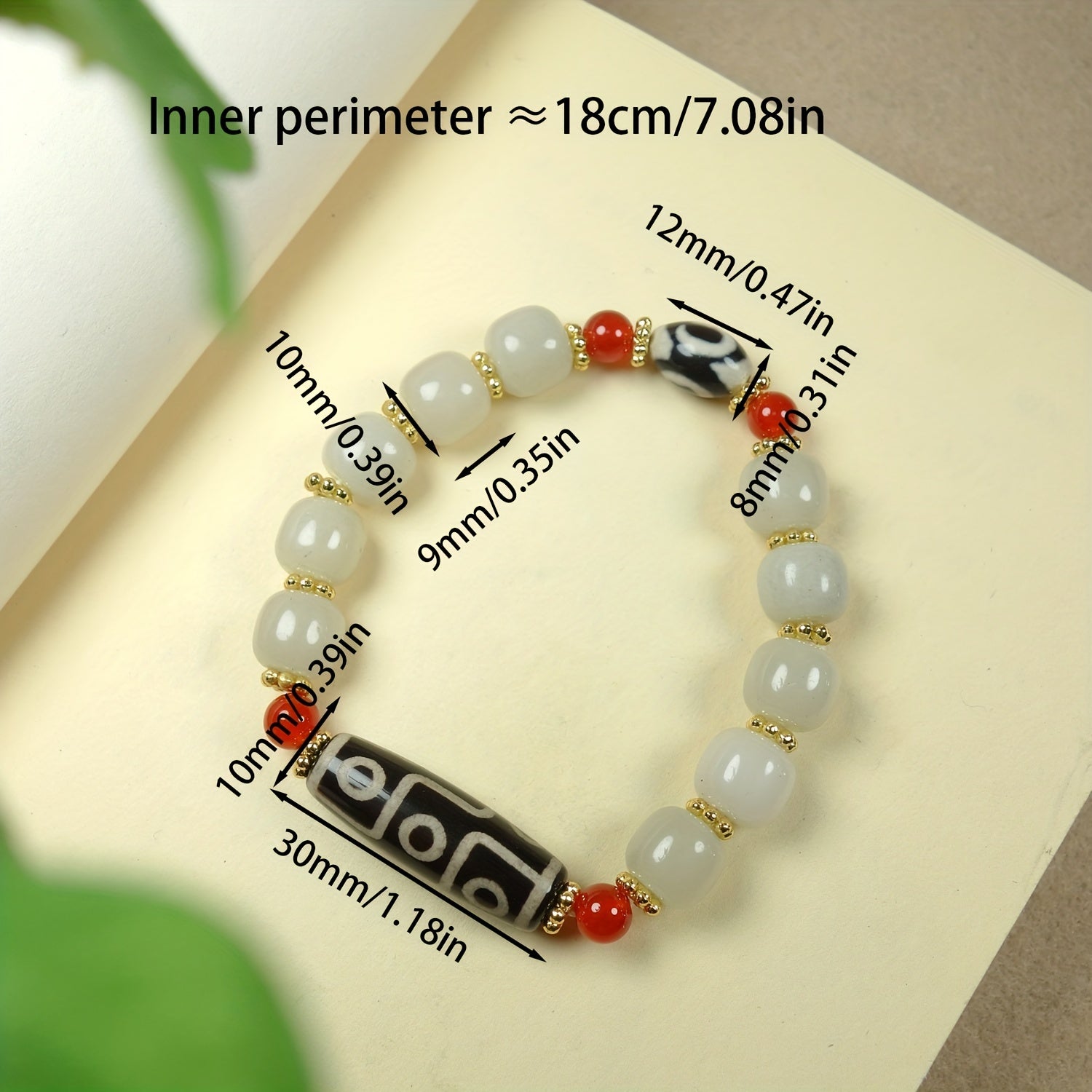 1pc Natural Jade Beaded Bracelet Sky Beads Inlaid Bracelet For Men And Women