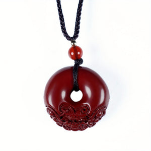 Natural Raw Stone Cinnabar Lucky Pixiu Safety Buckle Pendant Purple Golden Sand Necklace