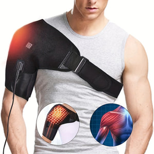 Adjustable Electric Heating Vibration Shoulder Massager for Men and Women - Relieve Pain and Promote Circulation with Heated Pads