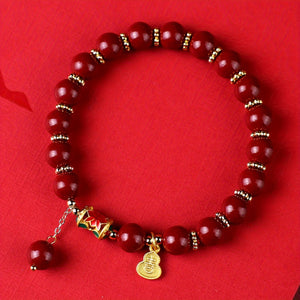 1pc Cinnabar Bracelet, Auspicious Gourd Pendant Bracelet, Best Gift For Men And Women, Ideal Choice For Gift