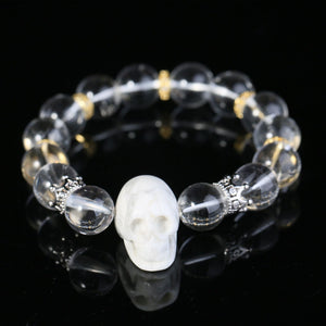 White Turquoise Skull Head Bracelet Fashion White QUARTZ Crystal Beads Jewelry