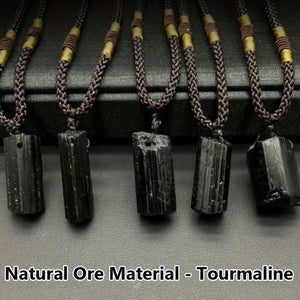 Black Tourmaline Necklace Pillar Pendant Necklace  Black Tourmaline Crystal Jewelry Necklace