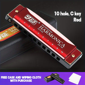 Professional Blues Harmonica 10 Holes C Key Blues Harp With Hard Case Perfect For Beginners Students Adults Professionals As Gifts