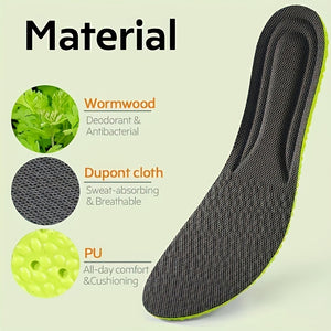 1 Pair Shock Absorption Comfortable Breathable Deodorant Insoles, Insoles For Sneakers Comfortable Plantar Fasciitis Insoles Foot Men's And