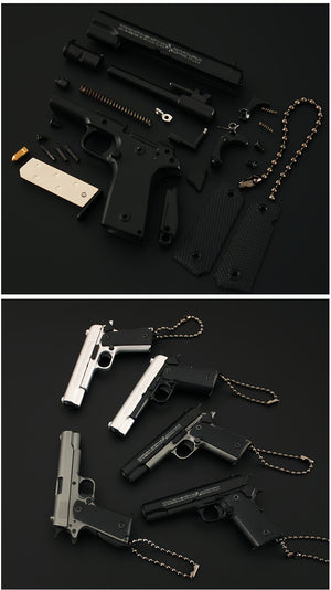 1911 Mini Pistol Toy Model Pendant, Removable Assembly Parts, Ultra-High Assembly Model [Handmade Alloy Process] One To One Restoration Of T