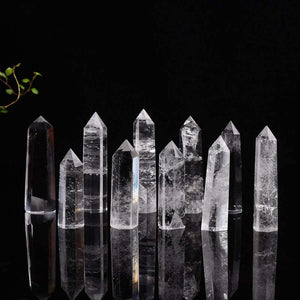 Natural Healing Clear Quartz Crystal Wand Faceted Single Point Crystal Prism Wand Natural Stones