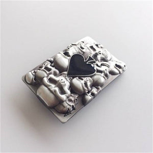 Western Zinc alloy Leather Belt Buckle Enamel Tattoo Skulls Ace shape Pattern US Local Shipping