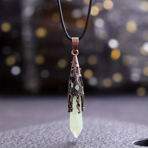 Enhance Your Style With Natural Crystal Stone Necklace Gem Pendant - Energy Therapy And Divination Pendant For Women And Girls (Bronze)