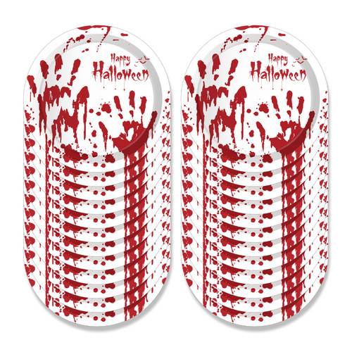 Halloween Blood Hand Bleeding Paper Plates Party Supplie Napkins 68PCS Set US Local Shipping