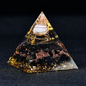 2.36‘’ Opal Orgone Pyramid Wind-Up Healing Meditation Crystal Energy Decor