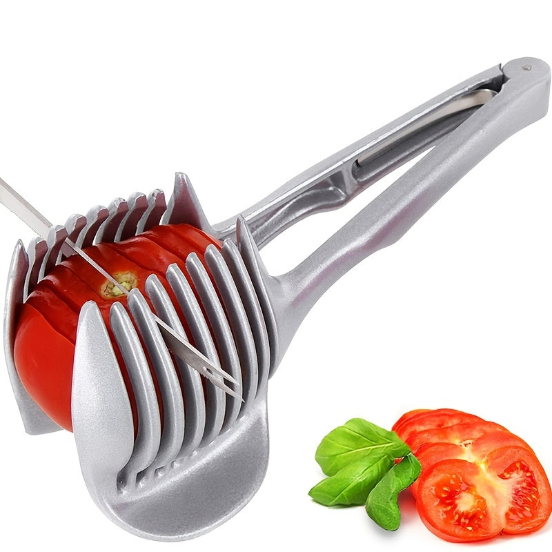 Slicer, Slice Tomatoes, Lemons, and Onions Effortlessly with this Stainless Steel Kitchen Utensil!