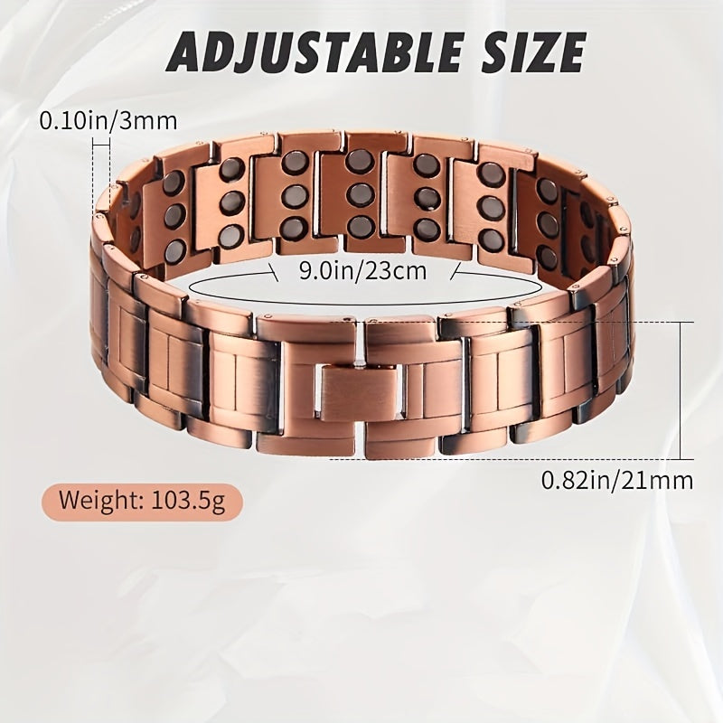 1pc Cool Magnetic Men's Red Copper Bracelet, Ideal choice for Gifts