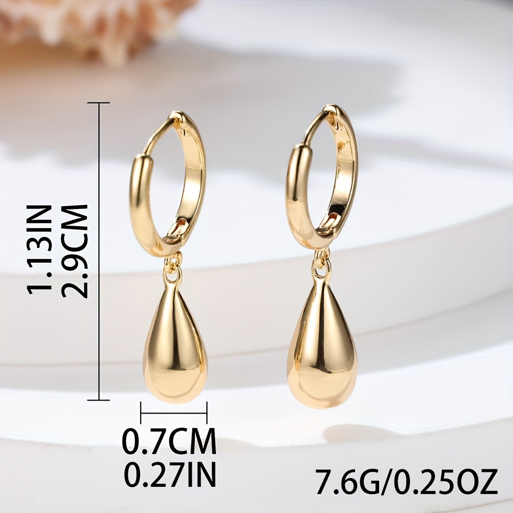 Droplet Pendant Golden / Silvery Dangle Earrings Elegant Luxury Style Copper 18K Gold Plated Jewelry Daily Casual