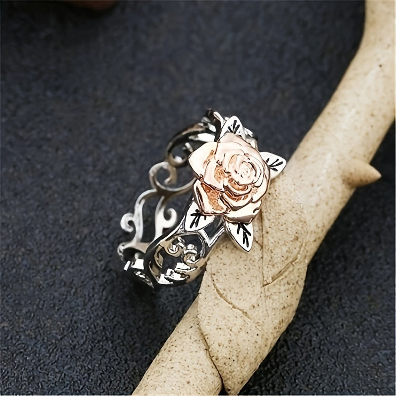 1pc New Double Color Rose Ring Men's Flower Engagement Wedding Jewelry