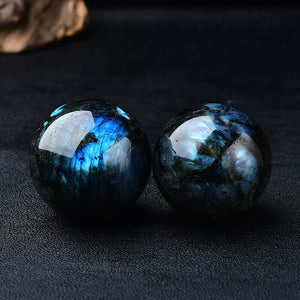 Strong Blue Flash Labradorite Crystal Sphere Reiki Healing Meditation with Stand