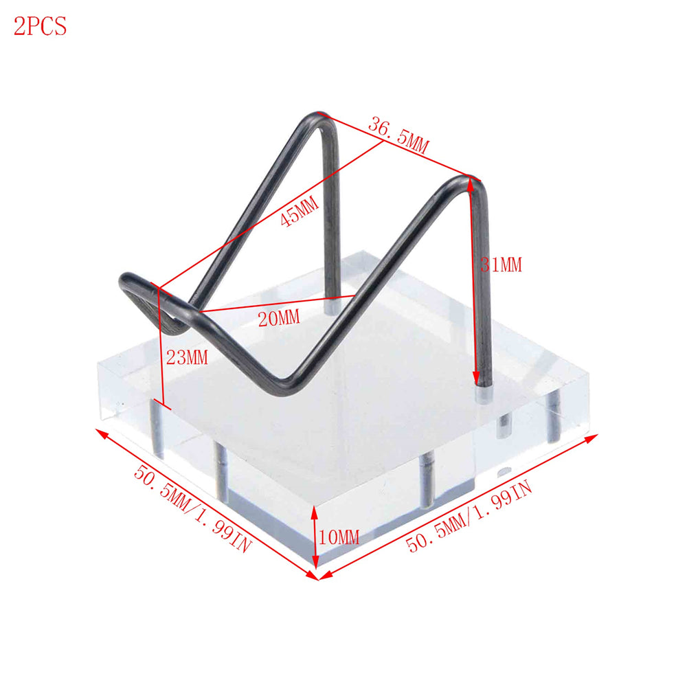 2PCS Mini Clear Display Stand Acrylic + Metal Crystal Diamond Display Holder Jewelry Rack for Rare Stones and Collectibles