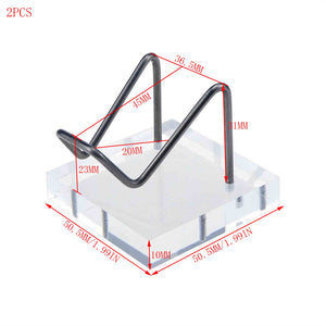 2PCS Mini Clear Display Stand Acrylic + Metal Crystal Diamond Display Holder Jewelry Rack for Rare Stones and Collectibles