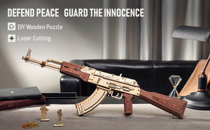 Automatic Rifle AK-47 Toy 3D Wooden Assembly Gun Double Firing Modes Funny DIY Toys For Adults Justice Guar