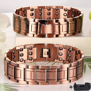 1pc Cool Magnetic Men's Red Copper Bracelet, Ideal choice for Gifts