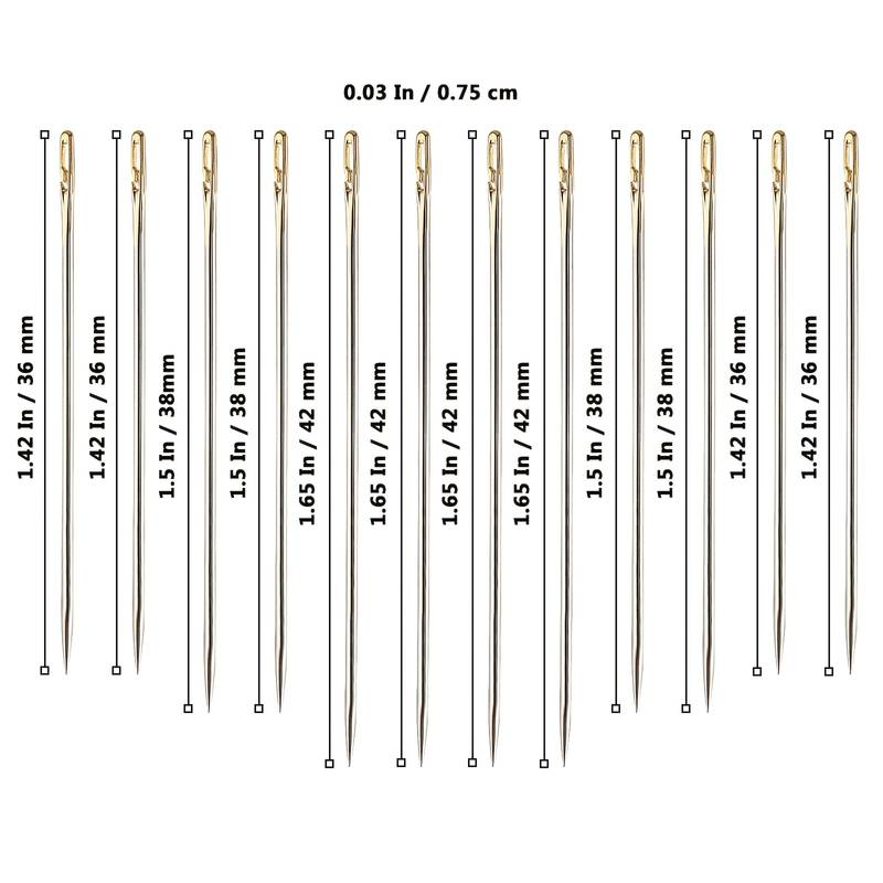 12pcs Blind Needle Elderly Needle-side Hole Hand Household Sewing Stainless Steel Sewing Needless Threading Diy Jewelry White