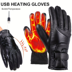 Electric Heated Gloves Powered By USB Power Bank Hand Warmer Heating Gloves for Winter for Motorcycle  Touch Screen Bike Waterproof Gloves