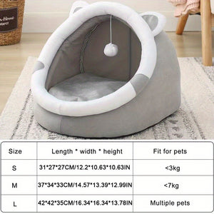 Cozy Cartoon Cat Cave Bed - Keep Your Kitten Warm And Snug In This Cute Pet House!