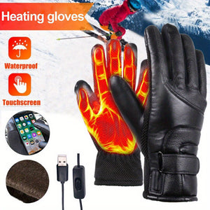 Electric Heated Gloves Powered By USB Power Bank Hand Warmer Heating Gloves for Winter for Motorcycle  Touch Screen Bike Waterproof Gloves