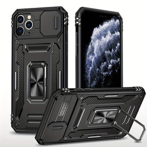 Military Grade Anti-drop Phone Case For IPhone 11 12 13 14 15 Pro Max 14 15 Plus Back Cover Case PC + TPU With Camera Protection Ring KickSt