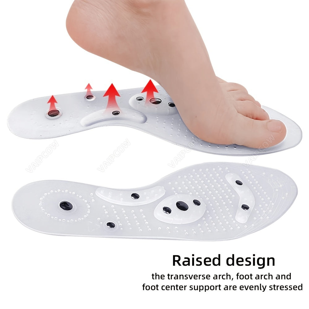 1pair/2pcs Acupressure Magnetic Massage Insoles Men Women Silicone Insole Foot Massager Shoe Pad Foot Inserts