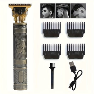 Men's Ultimate Grooming Kit: Precision T-Blade, Cordless Hair & Beard Trimmer, USB Charging, LCD, Ideal Gift