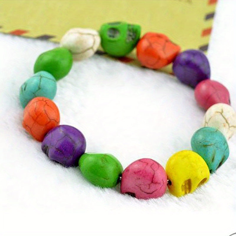 Cross-border Foreign Trade Jewelry Bracelet Synthetic Turquoise Skull Bracelet Wish Jewelry Wholesale